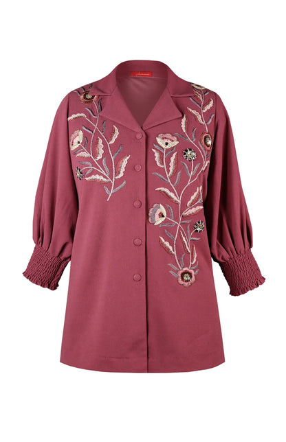 3D Embroidery Balloon Sleeves Top