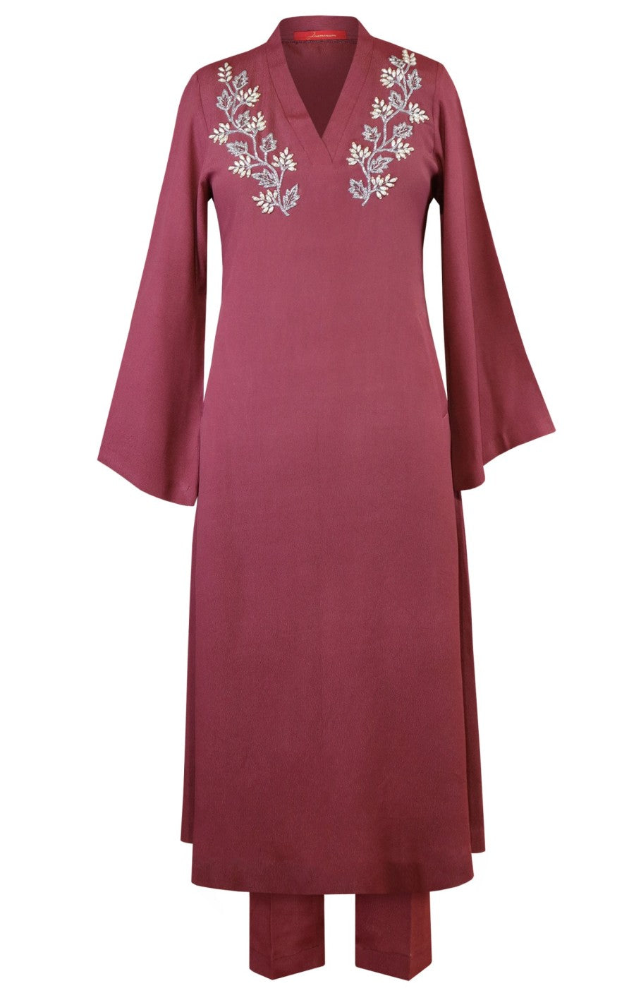 Old Rose Crepe Kurta Set