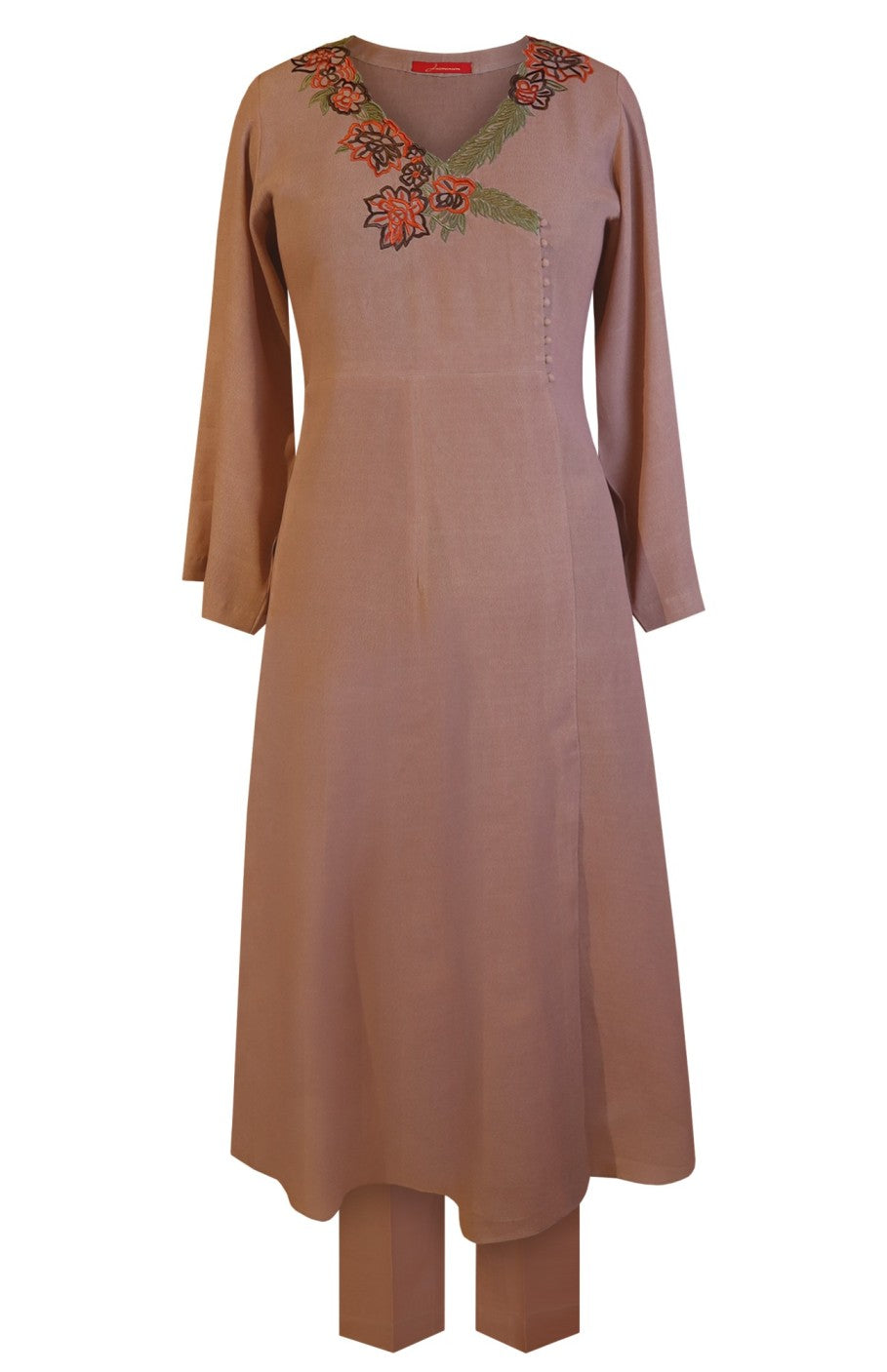 Asymmetric Kurta Set With Cutwork Embroidery