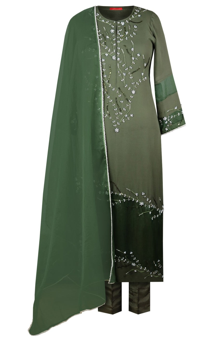 Georgette Suit With Organza Block
