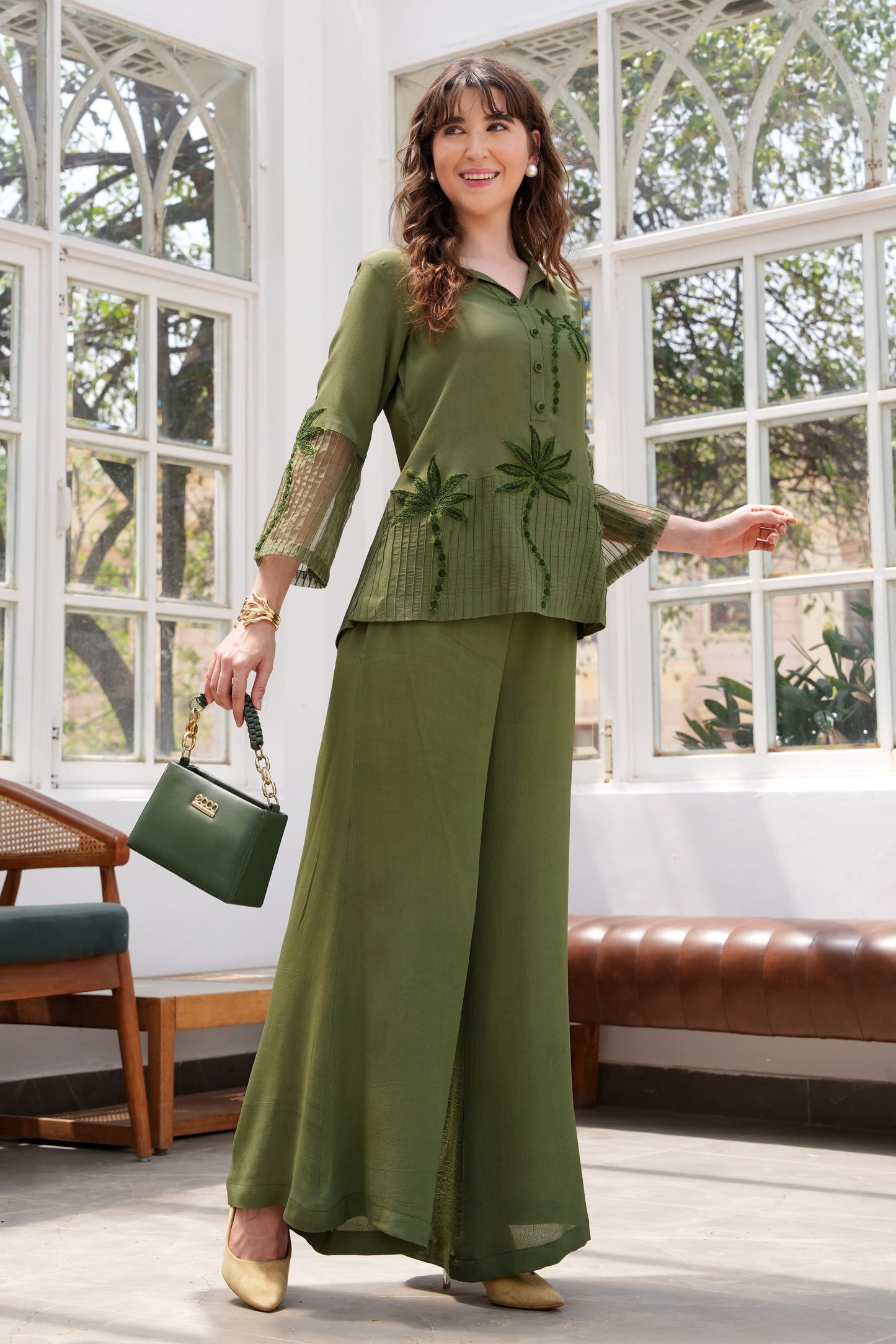 Aari Palms Top - OLIVE