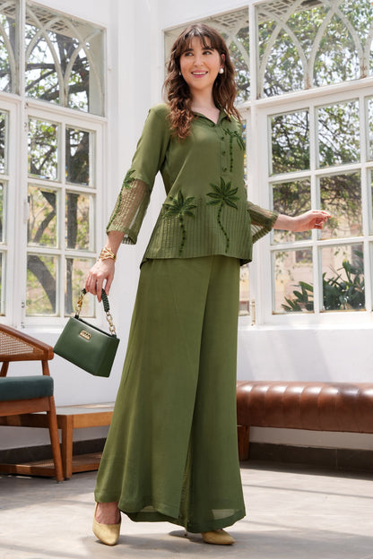 Aari Palms Top - OLIVE