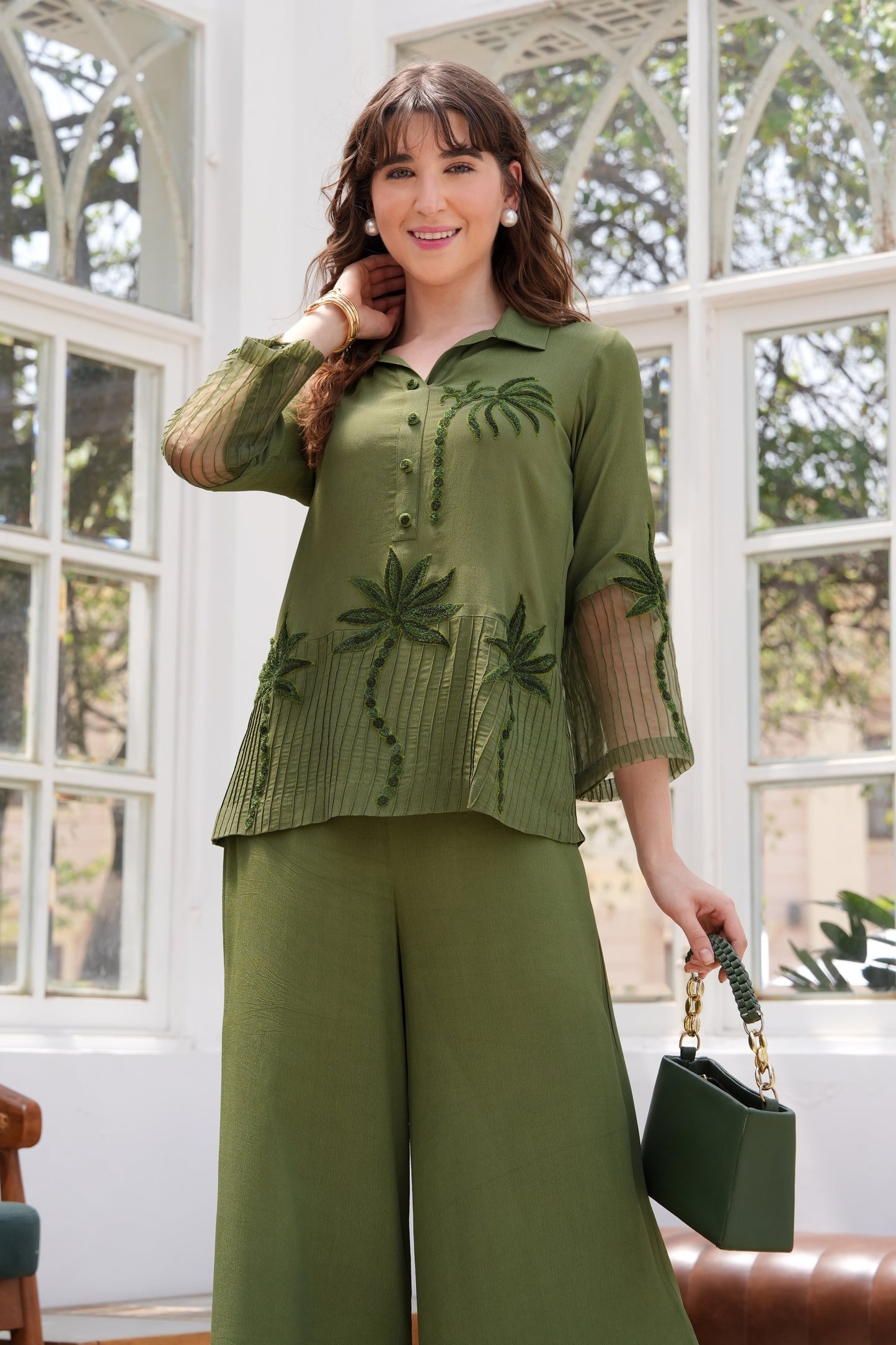 Aari Palms Top - OLIVE