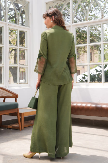 Aari Palms Flared Pants Co-ord Set - OLIVE
