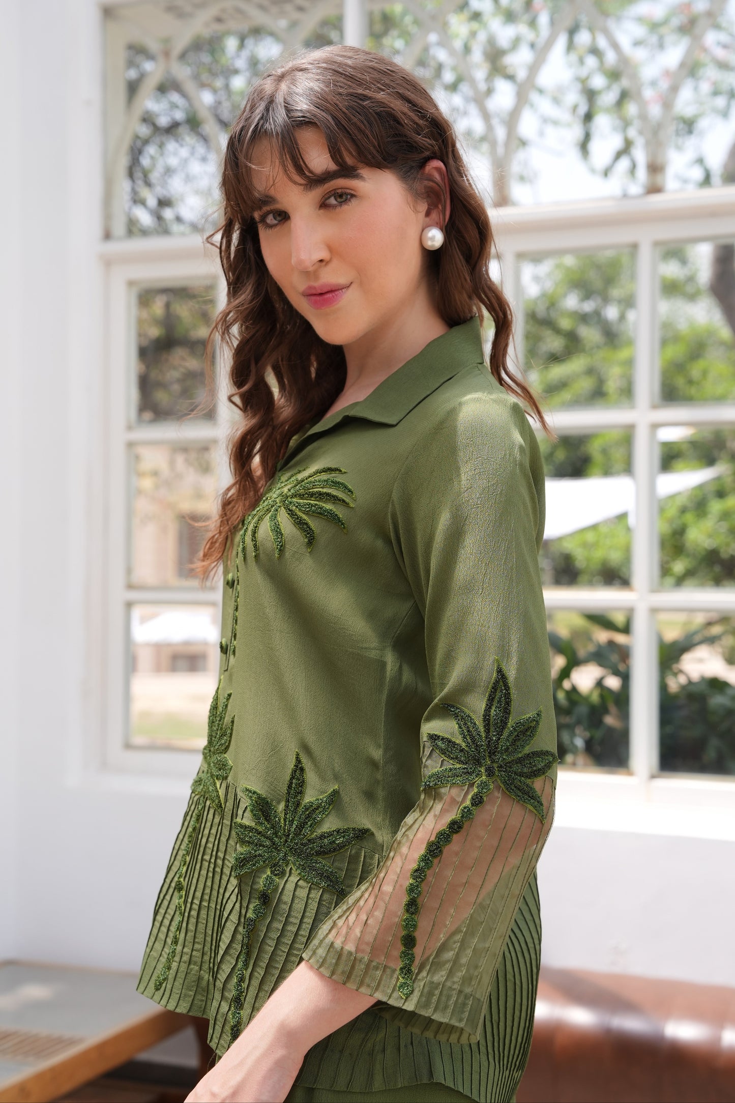 Aari Palms Top - OLIVE