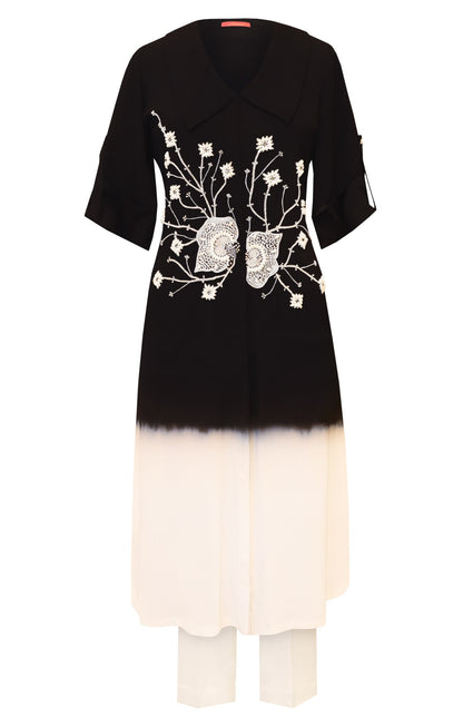 Ombré Kurta Set With Collar