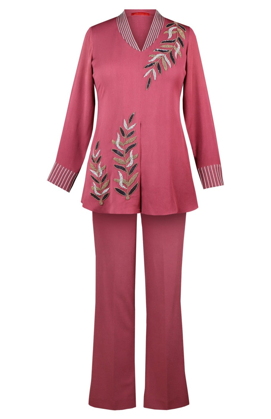 Palm Leaves Co-ord Set - OLD ROSE