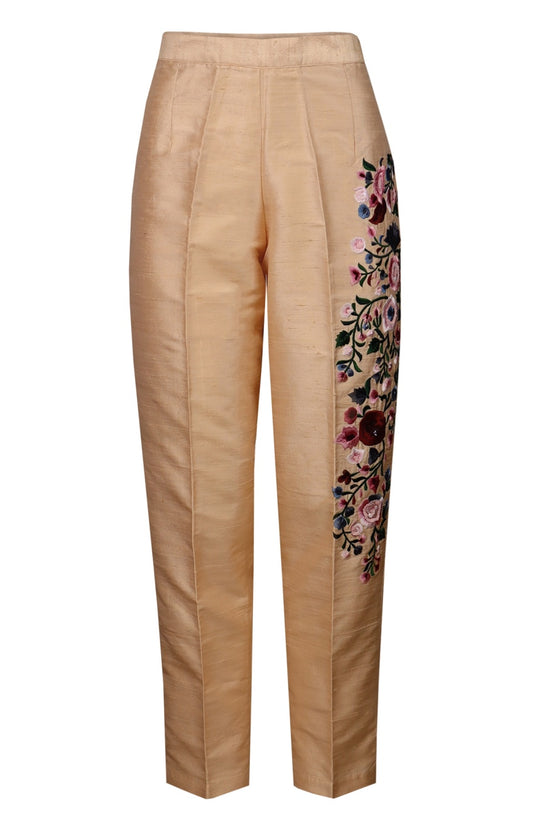 Peach Raw Silk Pants