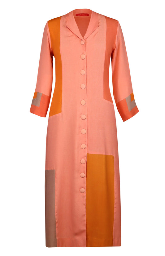 Peach Colour Block Kurta