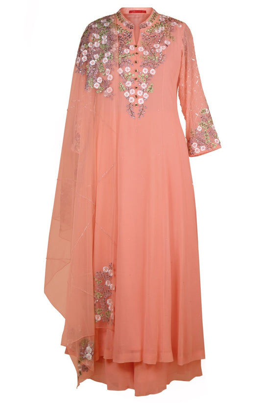 Georgette Kalidar Suit - PEACH