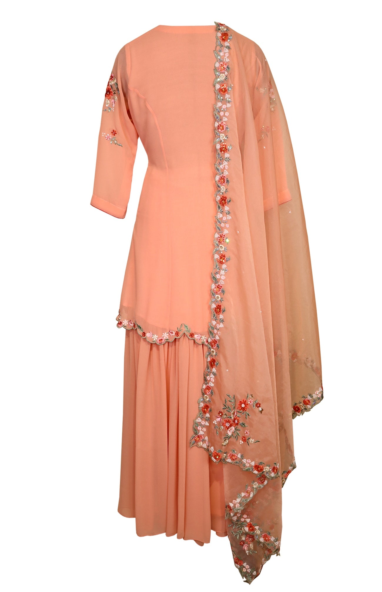 Georgette Short Anarkali With Gharara
