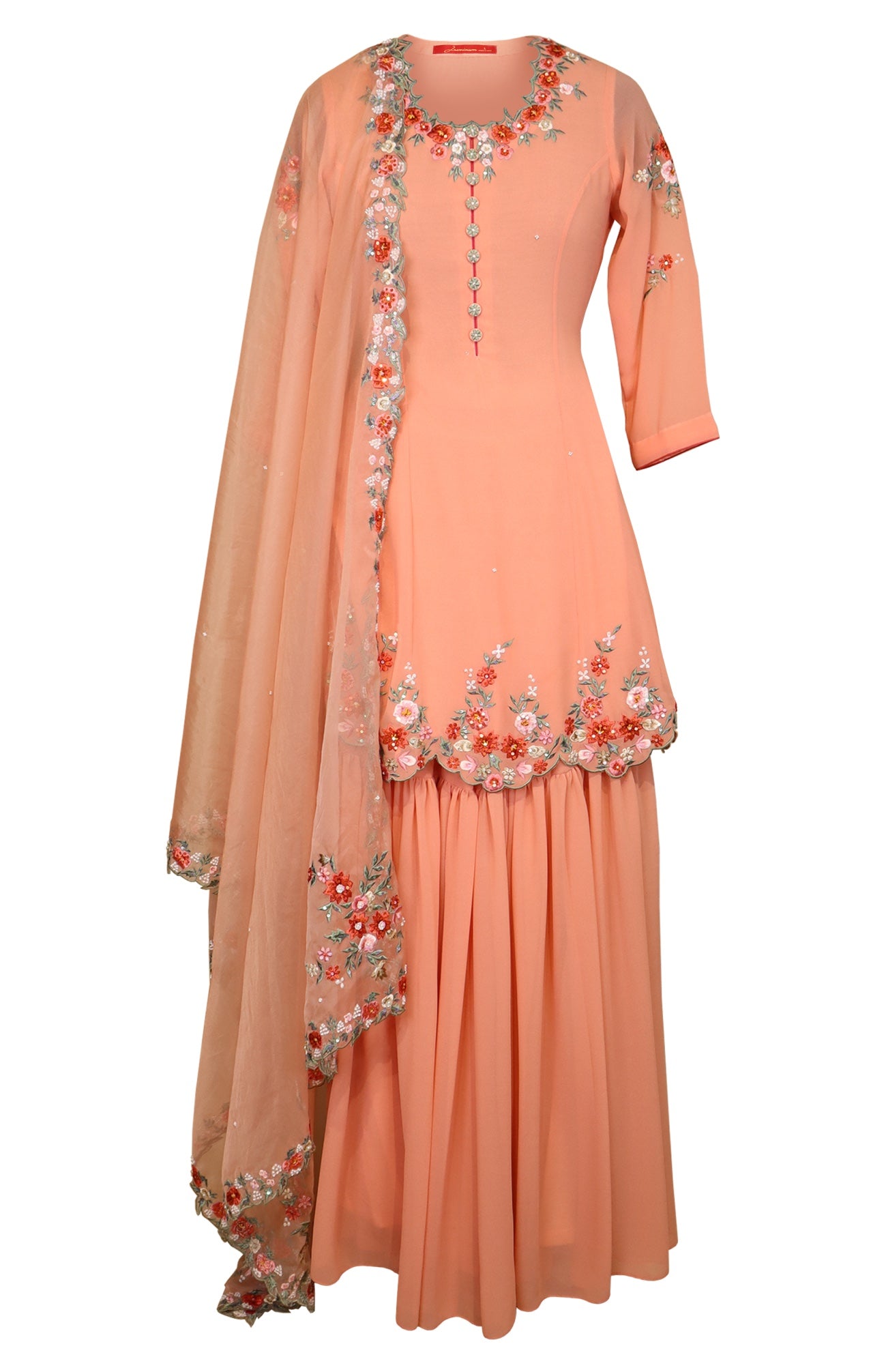 Georgette Short Anarkali With Gharara