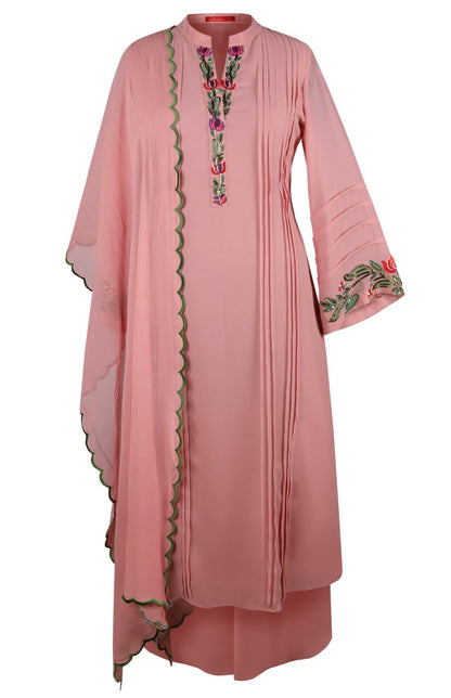 Multicoloured Embroidery Georgette Suit - PEACH