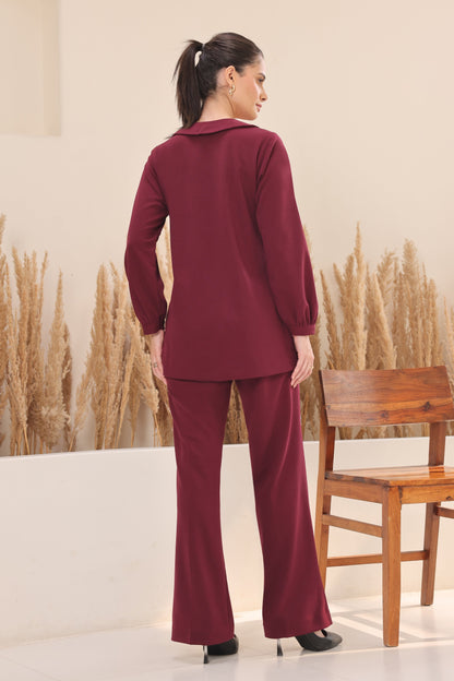 Glasswing Embroidered Pants - WINE