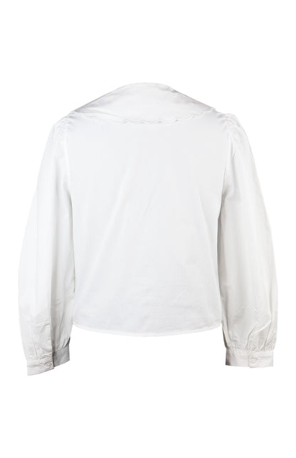 Peter Pan Collar Cropped Shirt - WHITE