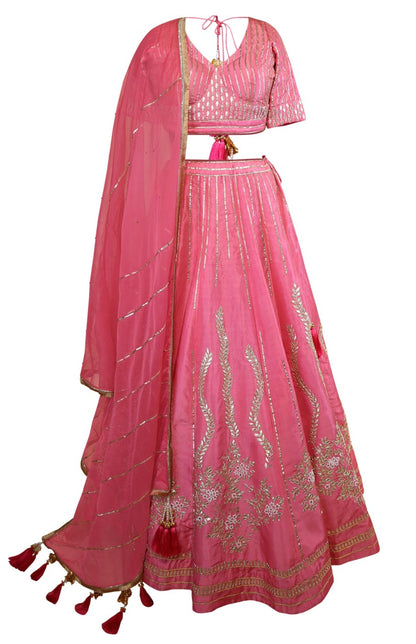 Silk Lehnga With Gota Patti Embroidery