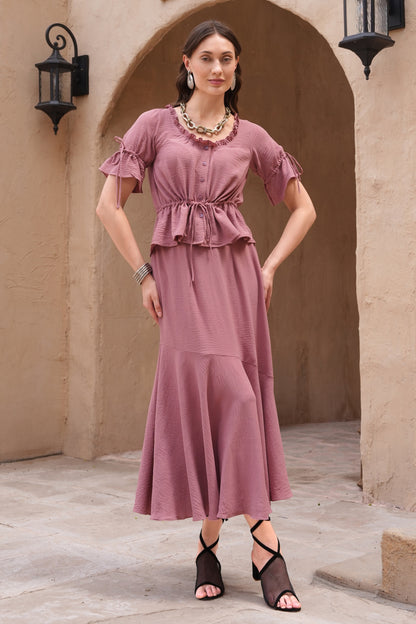 Biased Skirt Co-ord Set - PINK