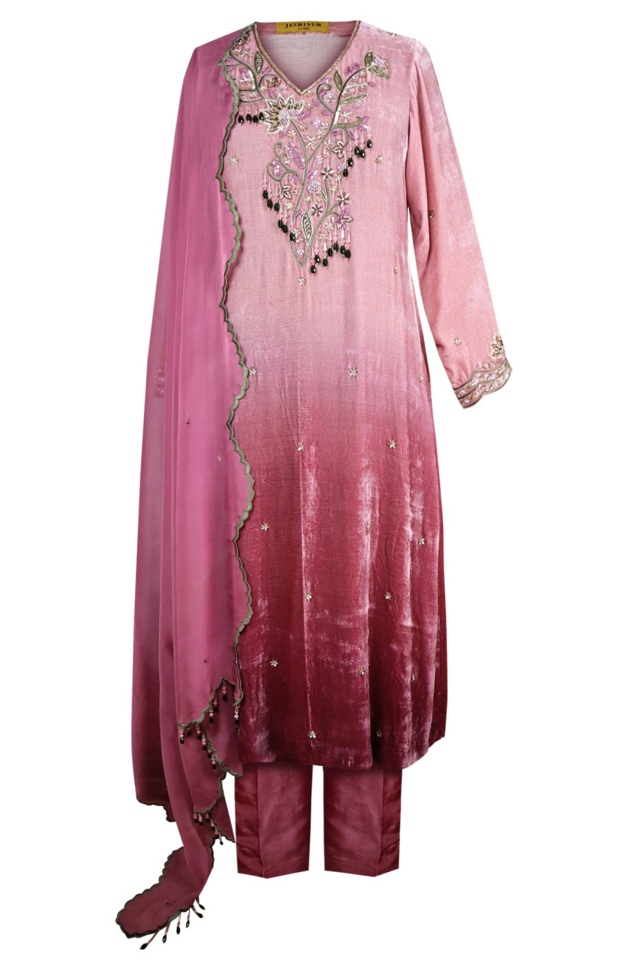 Ombre' Silk Velvet Suit - PINK