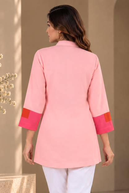 Colour Block Crepe Shirt