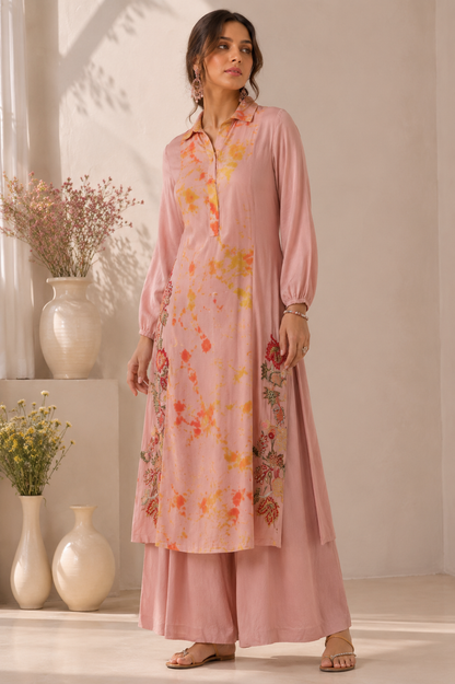 Mul Mul Tie & Dye Kurta Set - BLACK