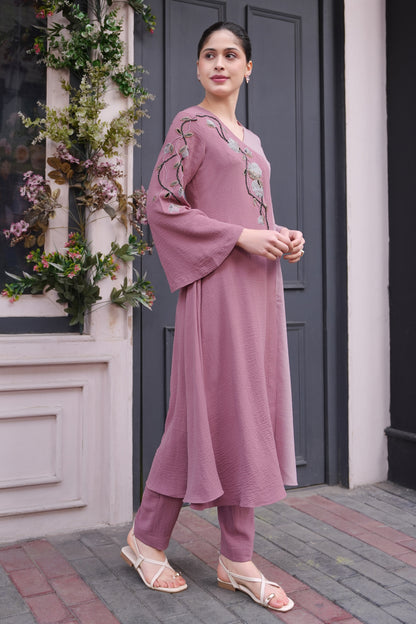 Tulips Striped Kurta Set - PINK