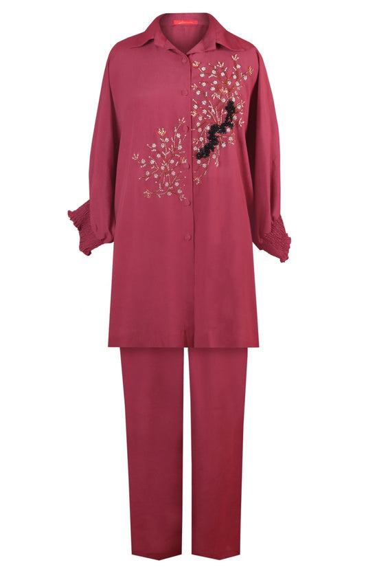 Batwing sleeve long co-ord set - PLUM