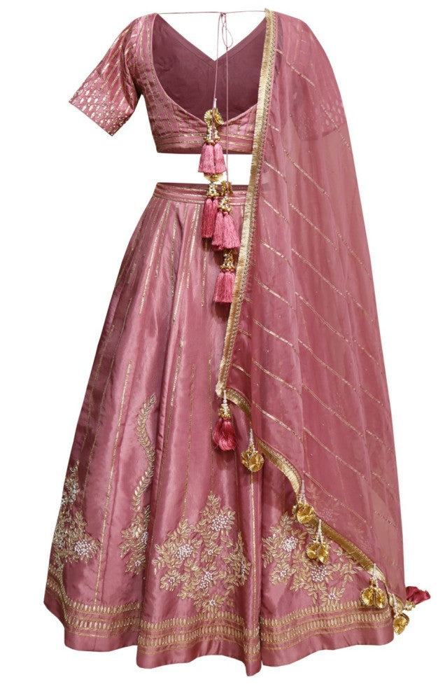 Silk Lehnga With Gota Patti Embroidery - PLUM
