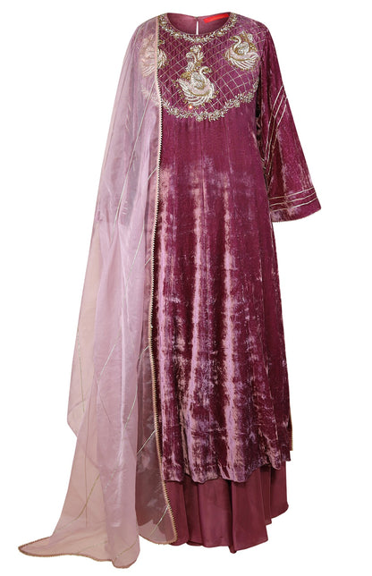 Velvet Anarkali With Sharara
