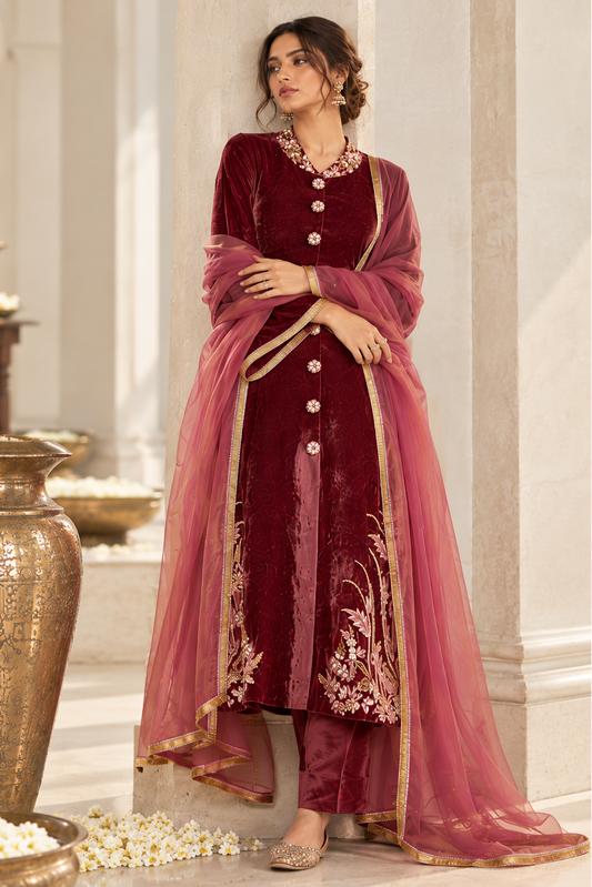 Velvet Suit With Shawl Collar