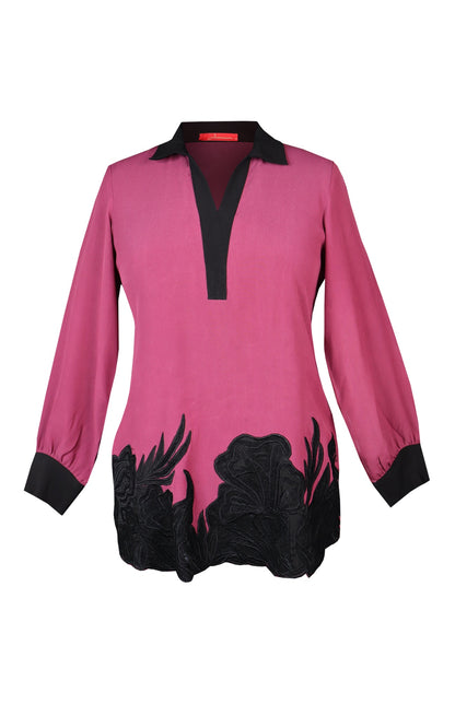 Appliqué Embroidery Crepe Top