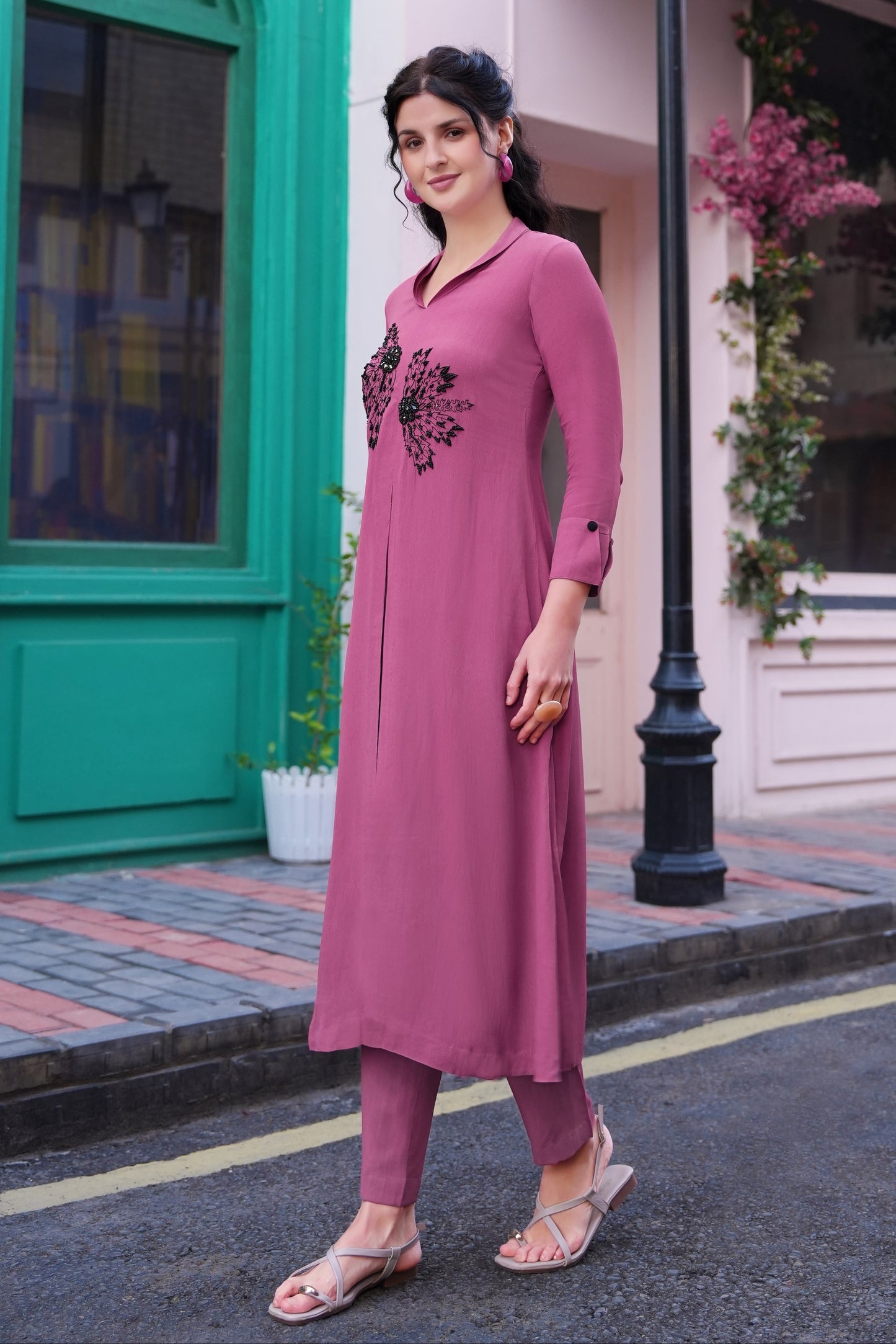 Ferns TonT Kurta Set - PLUM