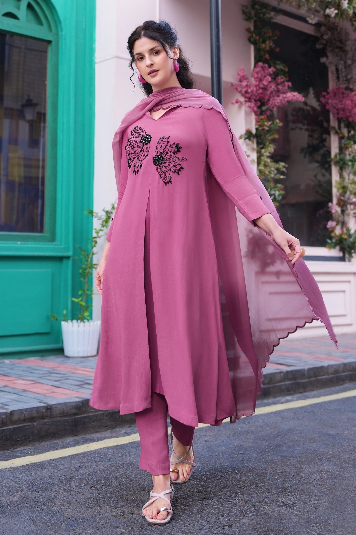 Ferns TonT Kurta Set - PLUM