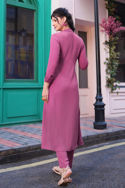 Ferns TonT Kurta Set - PLUM