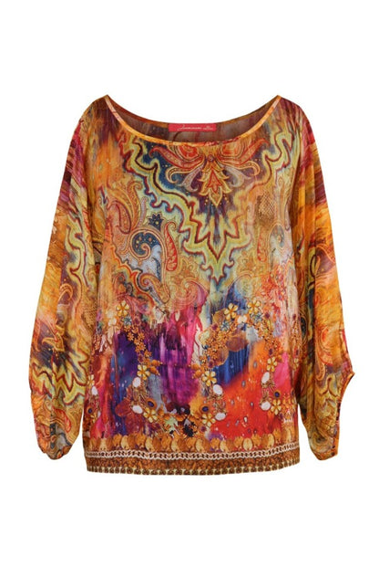 Printed Crepe Batwing Top