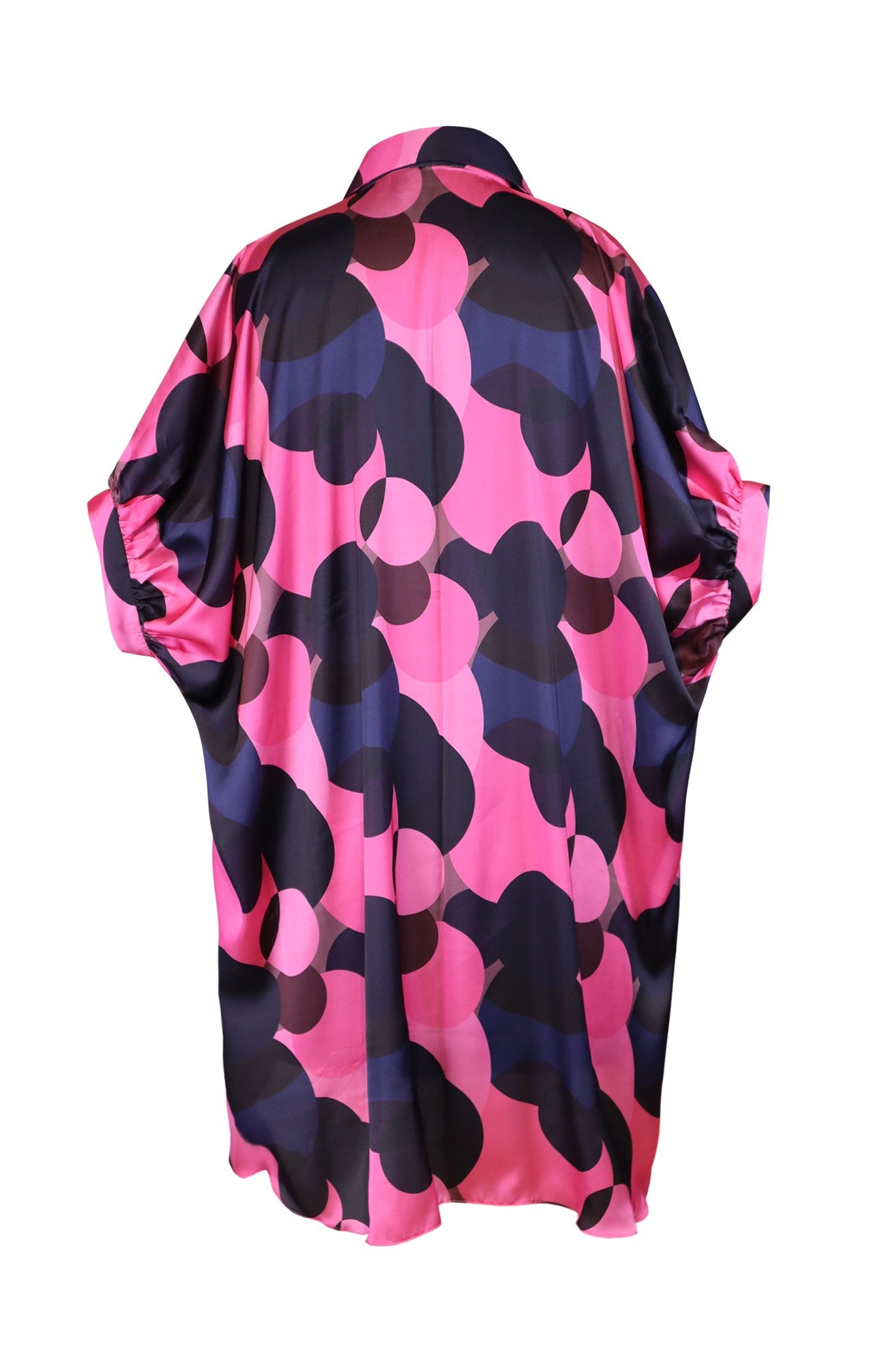 Printed Satin High-Low Shirt
