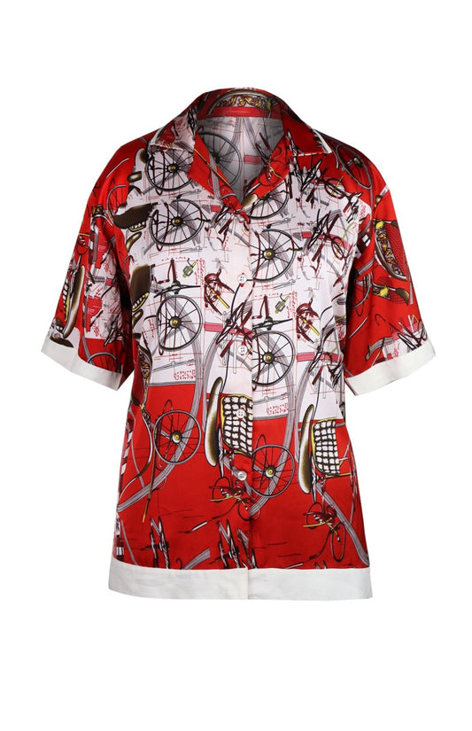 Printed Satin Box Shirt