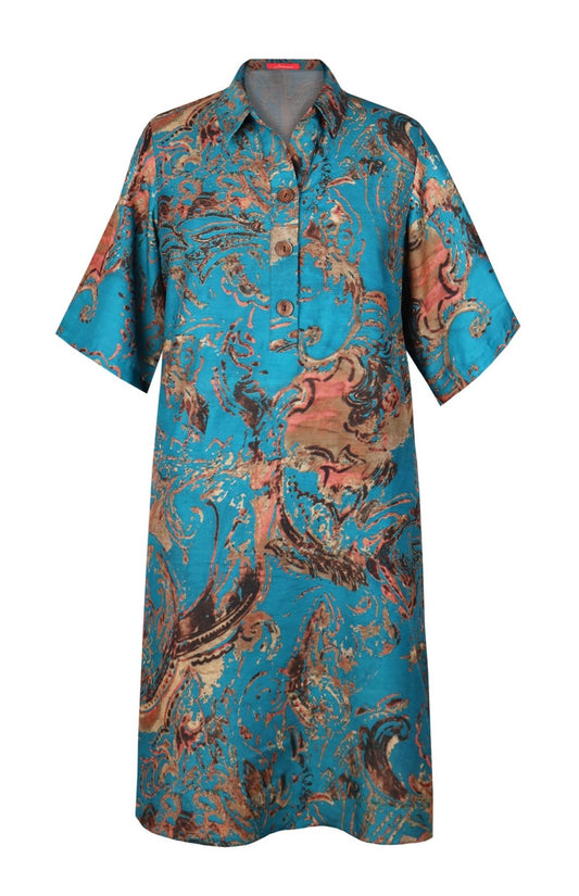 Printed Muslin Shirt Dress