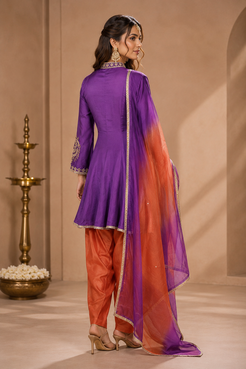 Dabka Zardozi Embroidery Short Anarkali - PURPLE