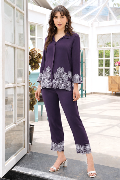 Line Art Co-ord Set - PURPLE