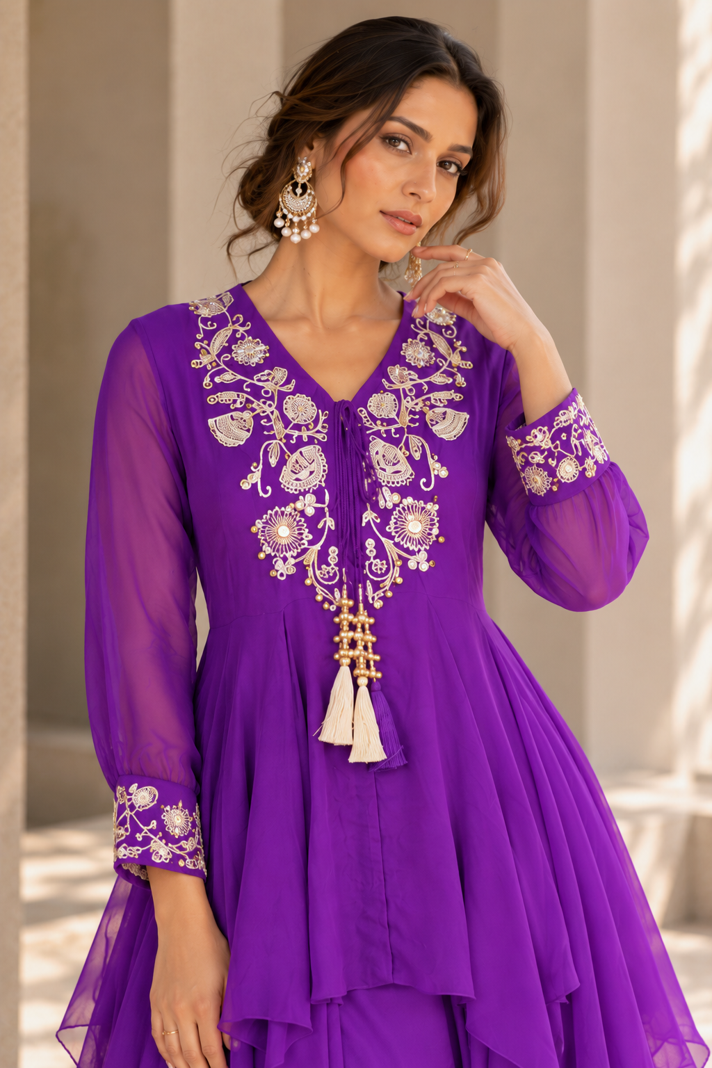 Aari & Abla Sharara Set - PURPLE