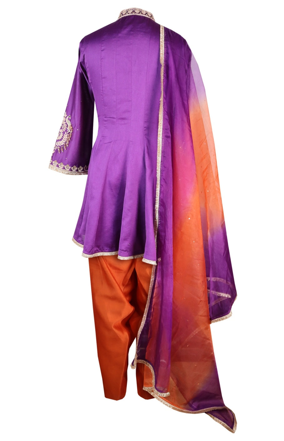 Dabka Zardozi Embroidery Short Anarkali - PURPLE