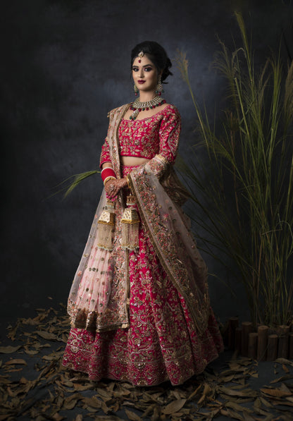 Fuschia Pink Lehnga Choli With Resham Embroidery