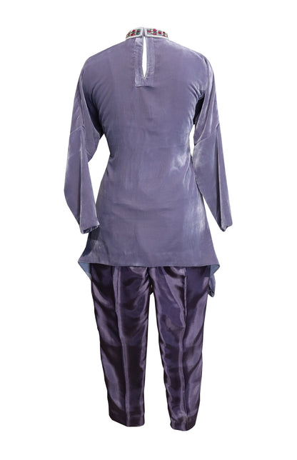 Mauvish Grey Asymmetric Co-ord Set