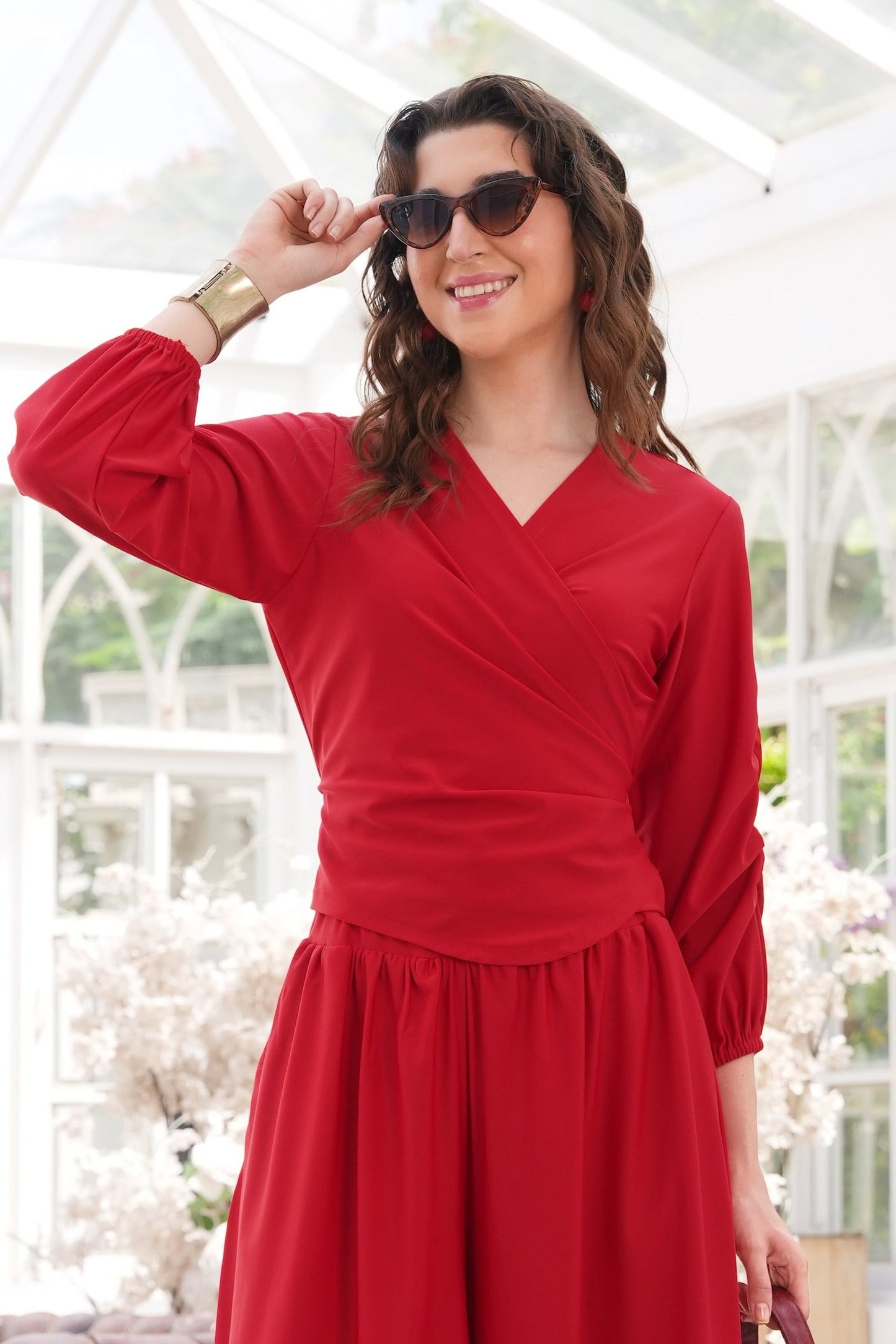 Lycra Wrap Top - RED