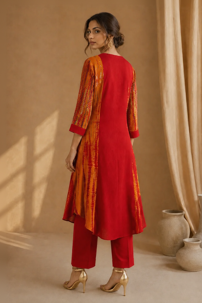 Tie & Dye Angrakha Kurta Set