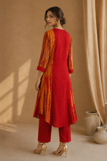 Tie & Dye Angrakha Kurta Set