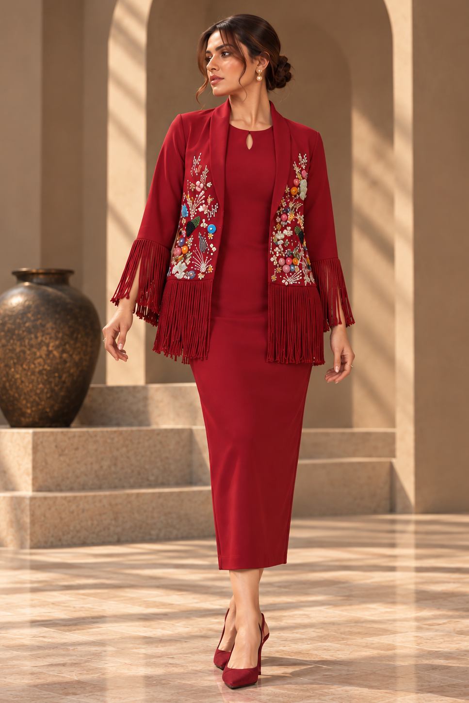 3D Floria Midi With Shrug - GREY