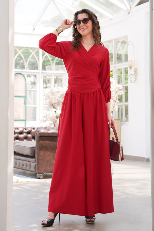 Lycra Flared Pants - RED