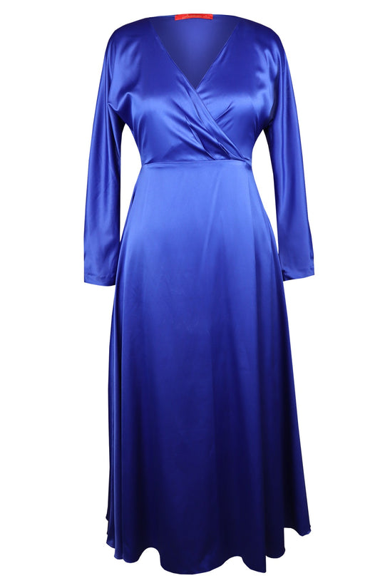 Royal Blue Satin Midi Dress