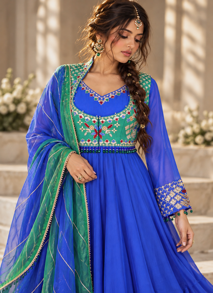 Mayur Short Jacket Anarkali With Sharara